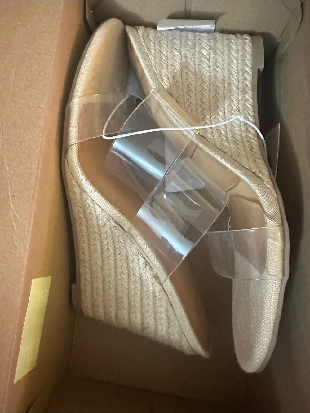 a new day Metallic Gold Espadrille Wedge Sandals with Clear Straps